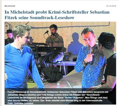 In Michelstadt probt Krimi-Schriftsteller Sebastian Fitzek seine Soundtrack-Leseshow