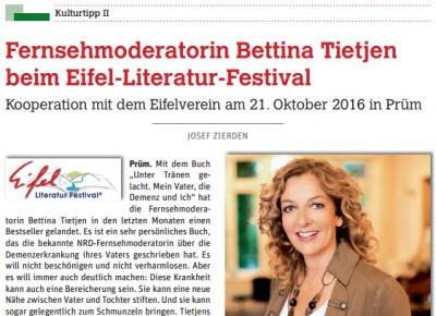 Bettina Tietjen: Gewinnchancen für Mitglieder des Eifelvereins