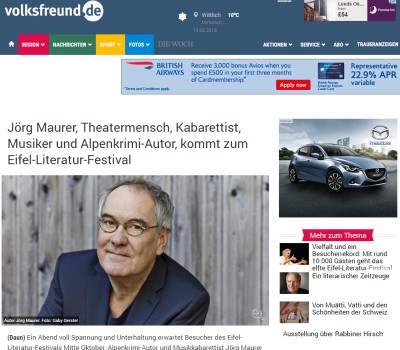 Volksfreund-Interview: Jörg Maurer, Theatermensch, Kabarettist, Musiker und Alpenkrimi-Autor, kommt zum Eifel-Literatur-Festival