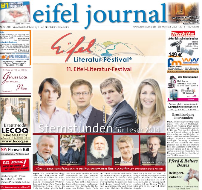 Die Presse berichtet über das Eifel Literatur festival